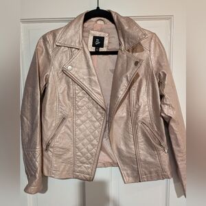 Pink Faux Girl's Leather Jacket